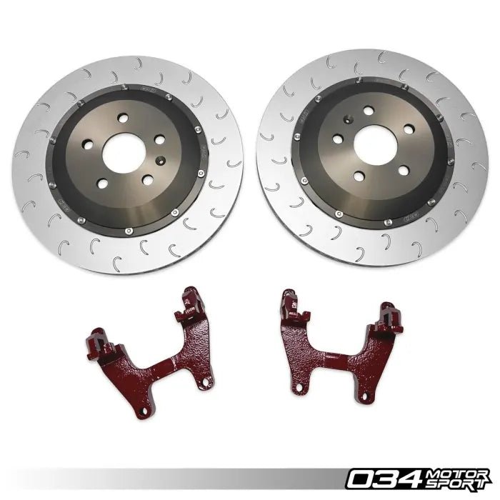 034Motorsport 2-Piece Floating Rear Brake Rotor 355mm Upgrade - VW/Audi MQBe Golf R (Mk8) / S3 (8Y) - Equilibrium Tuning, Inc.