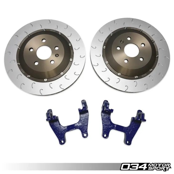 034Motorsport 2-Piece Floating Rear Brake Rotor 355mm Upgrade - VW/Audi MQBe Golf R (Mk8) / S3 (8Y) - Equilibrium Tuning, Inc.