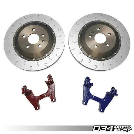 034Motorsport 2-Piece Floating Rear Brake Rotor 355mm Upgrade - VW/Audi MQBe Golf R (Mk8) / S3 (8Y) - Equilibrium Tuning, Inc.